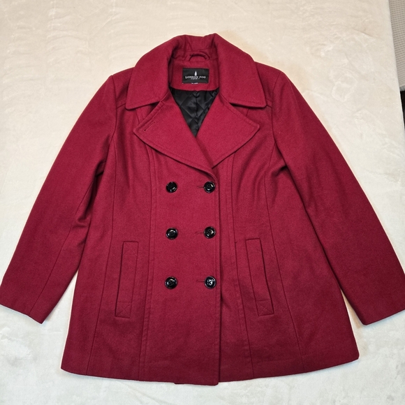 London Fog Women's Red Peacoat - Picture 1 of 9